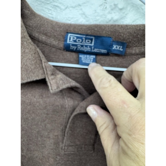 Polo Ralph Lauren Long Sleeve Polo Shirt-100% Pima Cotton-Brown -Men's XXL Soft - Picture 2 of 8